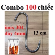 Combo of 100 304 stainless steel S-shaped hooks, roast chicken and duck hangers, kitchen meat hanger