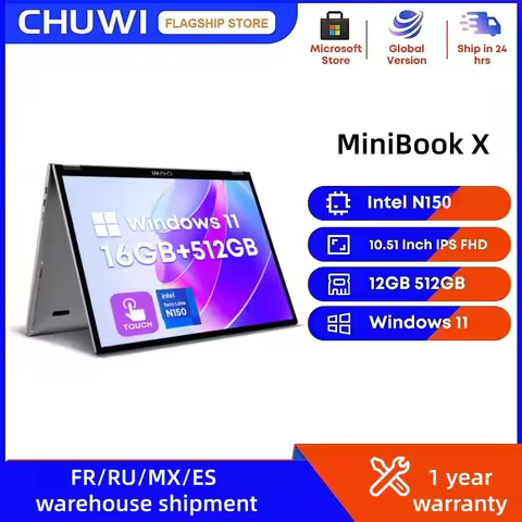 CHUWI MiniBook X Intel N150 10.51 Inch 2-in-1 Tablet Laptop 12GB LPDDR5 512G SSD Windows 11 Laptops 