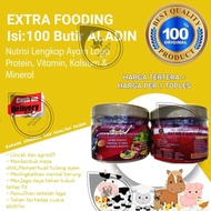 EXTRA FOODING ALADIN 100Butir/ HERBAL SERBUK ALADIN 200g Nutrisi Lengkap Ayam Juara Ayam Laga Tandin