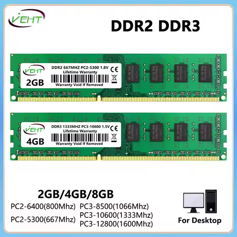 DDR2 DDR3 2GB 4GB 8GB Desktop Memory Ram PC2 667 800Mhz 1.8V PC3 1066 1333 1600Mhz 8500 10600 12800