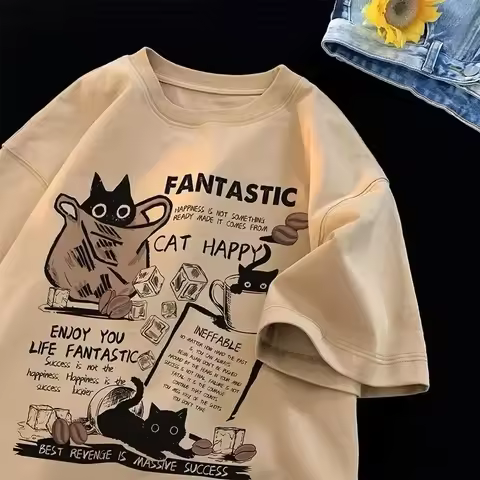 M-8XL 2025 New Summer Korean Style Fun Cartoon Print T-shirt Man Women Unisex Oversized Plus Size Ts