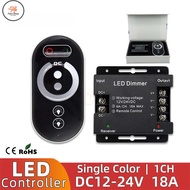 FS RF LED Single Color Strip Light Controller 12V 24V DC 18A 1 Channel PWM Lamp Signal Dimmer Full T