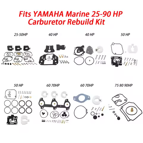 25HP-90HP Carburetor Rebuild Repair Kit Fit w/ Float For YAMAHA Marine 6H1 6H4-W0093 6F6-W0093 66T-W