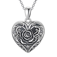 Sunflower/Rose/Daisy Heart Locket Necklace That Holds Pictures Keep Someone Near to You Sterling Sil