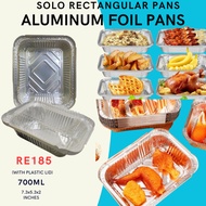 RE185 Aluminum Foil Pan Tray with Plastic Lid Loaf Pan 700ML 7.3x5.3x2 Inches