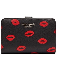 Kate Spade Spencer Kisses Compact Wallet in Black Multi k5685