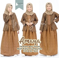 AMAYA Kebaya Lurik Anak Remaja Perempuan 1-13 Tahun Warna Coklat Tebal Halus Baju Seragam Batik Anak TK SD SMP