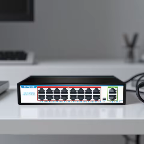OPTFOCUS 1000M GIGABIT POE Switch 16 Ports PoE 48V 15W 30W 802.3af 802.3at Ethernet hub splitter Act