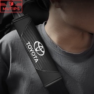 Toyota 2pcs Car Seat Belt Cover Carbon Fiber Leather Shoulder Pad Safety Protector For Vios ncp93 Wish Hilux Yaris Avanza Rush Corolla Cross Accessories