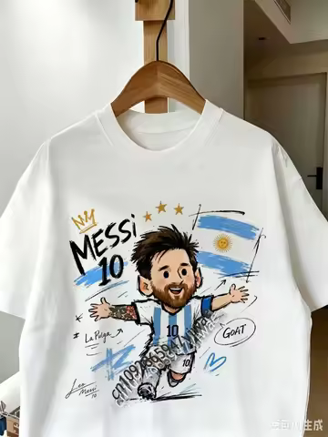 Goat Messi Argentina Chibi Soccer Player T-Shirt Cute Marker Art Football Design Fan Commemorative T