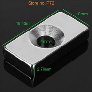 Rectangular Neodymium Magnet 20x10x3mm 4mm hole N35 Super strong strong White