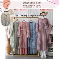 Calsia Dress Set 2 Look 1/ Dress Embroidered Tille Dress / Wedding Tille Dress Sage Green Party Dres
