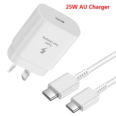 AU Plug Samsung Note 20 10+ S22 S21 S23 S20 Plus FE 25W Charger Super Fast Charge Usb Type C PD PPS 
