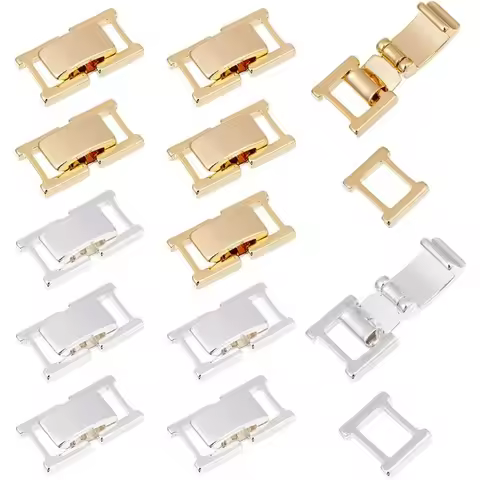 12Pcs 2 Colors Fold Over Jewelry Clasp Brass Bracelet Extenders 0.59x0.33x0.16 Inch Small Fold Over 