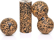 BODYMATE Fascia Mini Set Black/Orange – Mini Fascia Roll L 15 x D 6 cm, Ball D 8 cm and Duo Ball D 8