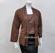 BAJU LURIK WANITA HITAM COKLAT LENGAN PANJANG BAJU KURIK PEDAN WANITA KEMEJA LURIK PEDAN WANITA LURI