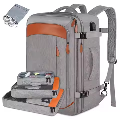Large Capacity Travel Expandable Large Suitcase Backpacks With 4 Packing Cubes Water Resistant Lugga