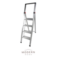 RENE Hashigo Ultra Slim Step Ladder / Step Stool / Lightweight Aluminium / Foldable / Space Saving / Handle - Silver