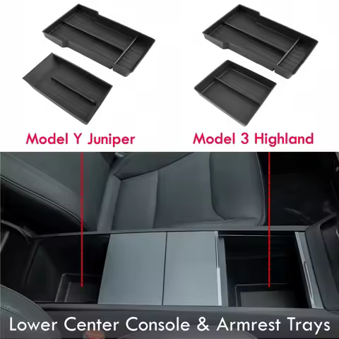 2PCS Lower Center Console & Armrest Organizer Trays For Tesla Model Y Juniper / Premium / Performanc
