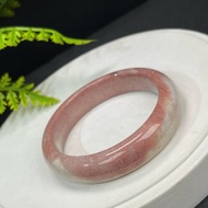 珊瑚玉手鐲 55MM 漸變豆沙粉 高瓷玉化 呼吸孔贊比大花 祥瑞招財