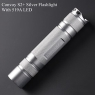 Original Convoy S2+ Silver Flashlight with 519A R9080 CRI LED 5A 12 Groups Buck Camping Hiking Lamp