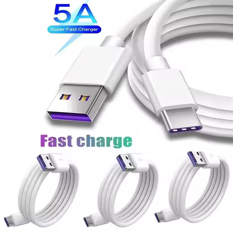 1/6Pcs 5A USB Type C Cable Fast Charging Mobile Phone Charger Type C Data Cord For Samsung S20 S9 S8