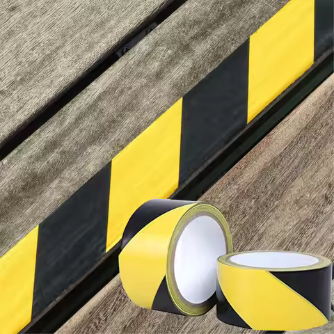48mm x 15M Black & Yellow Hazard Warning Safety Stripe Tape Ideal For Hazard Caution Warning Social 