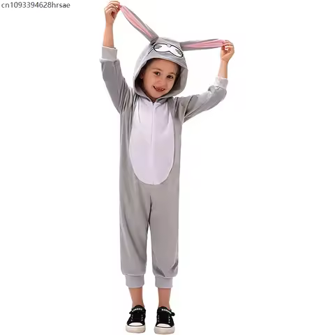 Child Little Grey Rabbit Girl Costume Christmas Bunny Onesie Halloween Cosplay Easter Bunny Costumes