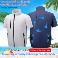 Short-sleeved Jacket with 2 Fans Outdoor Jacket with Fan Overalls Jacket with 2 Fans Fan Jacket Cool