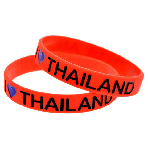 1 PC I Love Thailand Silicone Wristband 1/2 Inch Wide Red