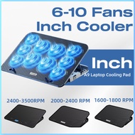 6-10 Fans Inch Cooler Laptop Cooling Pad Adjustable Height Laptop Cooling Stand for 13 inch - 17 Inc