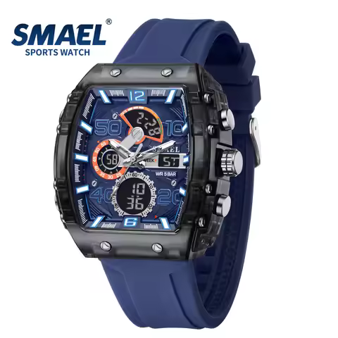 SMAEL 8109 New Men's Watch Multifunctional Sports 50M Waterproof Dual Display LED Night Light Leisur