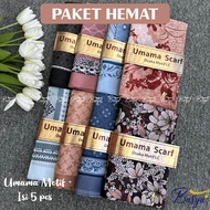 (Umama) PAKET HEMAT UMAMA MIRACLE MOTIF Isi 5 PCS•jilbab motif•kerudung segiempat•voal umama •laserc