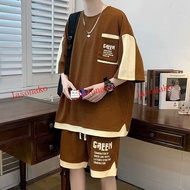 150 Kg 8XL Large Size Short-Sleeved Suit Men Fat Guy Trendy Five-Point Pants Breathable T-Shirt Extr