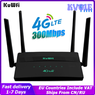 KVOIE KuWFi 4G Wifi Router 300Mbps Wireless SIM Router With SIM Card Slot Modem Support 32 User Wifi Repeater 4 Antennas VPN Setting HREWE