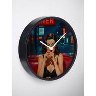 Deco Clock - Lone Diner with a Midnight Pie – Noir Diner Woman Poster Clock