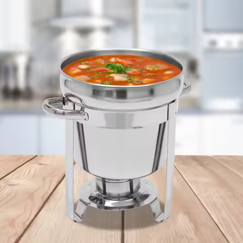 7L Soup Chafer, Stainless Steel Soup Warmer with Lid, Soup Holder for Buffets, Hotel Breakfast Areas