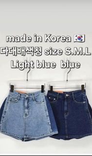 韓國製moci 牛仔裙褲 M淺藍色