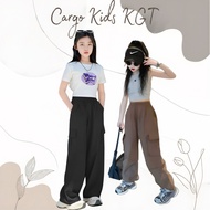 KGT Bamboo Slack Mini Cargo Kids P2 M-2XL Perempuan 230 GSM  4 POCKETS KIDS Cargo Pants Seluar Getah