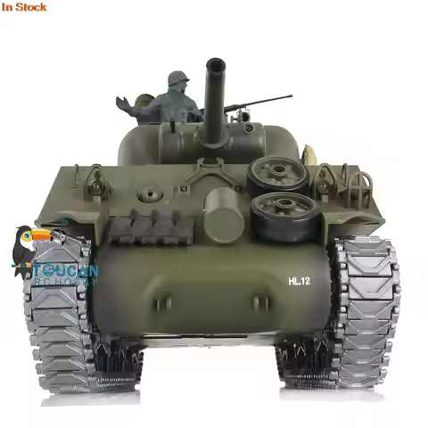 US Stock 1/16 HENG LONG M4A3 Sherman RC Tank 3898 7.0 Customized Barrel Recoil 360° Metal TH17682
