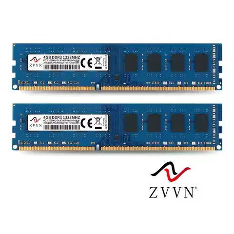 ZVVN Computer Memory 8GB Kit (2x 4GB) DDR3 1333 (PC3 10600) 240Pin DIMM PC Desktop RAM Blue Model 3U