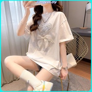 胖MM300斤大码女装闪闪蝴蝶结小熊T恤时尚短袖 上衣女韓版显瘦 大碼 女裝 上衣 顯瘦 大碼t shirt oversize t shirt woman Fat MM 150kg Plus Size