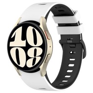 全城熱賣 - 適用於三星 Galaxy Watch 6 運動雙色硅膠錶帶（白+黑）