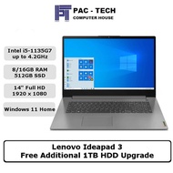 Lenovo Ideapad 3 | i5-1135G7 | 8GB/16GB RAM | 512GB SSD | 14 FHD | Windows 11 Home | 1 Year Warrant