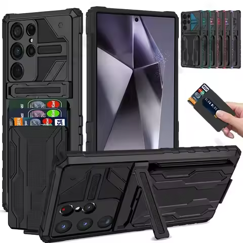 Case For Samsung S24 S23 S22 S25 S20 FE Ultra Plus A55 A56 Wallet With Credit Card Stand Kickstand S