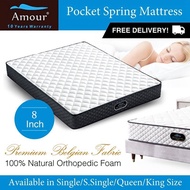 🔥Amour Brand 8Inch S/SS/Q Pocket Spring Mattress🔥 10yrs Warranty - Orthopedic Foam - Free Delivery