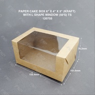 PAPER CAKE BOX WITH WINDOW6"X4"X3" (KRAFT) 50pcs/pkt RM1.00/pc