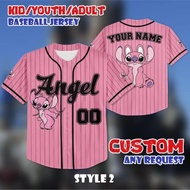 2026 Stitch Angel Baseball Jersey, Disney Couple Shirt, Custom Stitch Angel Kids, Youth, Adult Jerse
