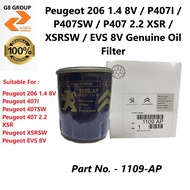 Peugeot 206 1.4 8V / P407I / P407SW / P407 2.2 XSR / XSRSW / EVS 8V Genuine Oil Filter ( 100% Origin