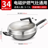 ASD Stainless Steel Wok Pan with Titanium Lining Non-Stick Cookware for Induction and Gas Stoves Fam